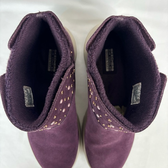 Skechers Ankle Boots Leather Lightweight Slip-On Comfy Booties Burgundy Size 10 - Picture 10 of 16